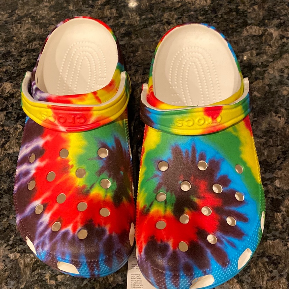 Tye dye crocs